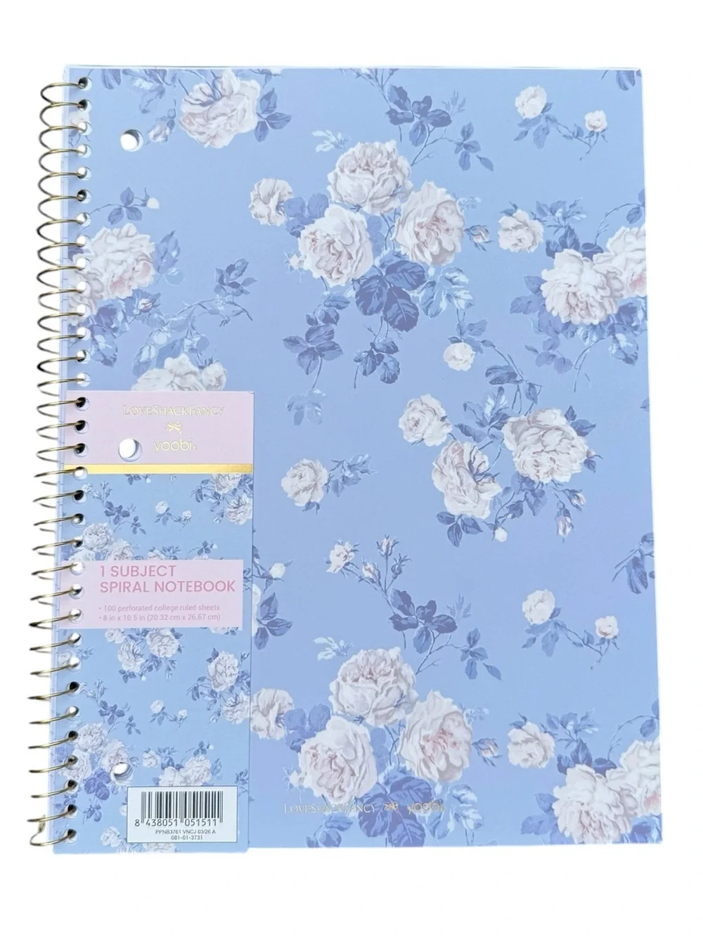 Loveshackfancy blue Floral notebooks set of 4 Everblooming Rosettes Whisper Blue